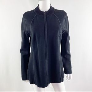 SEMPLICE Sweater Black Long Sleeve Zip Up Knit Cardigan Size XL